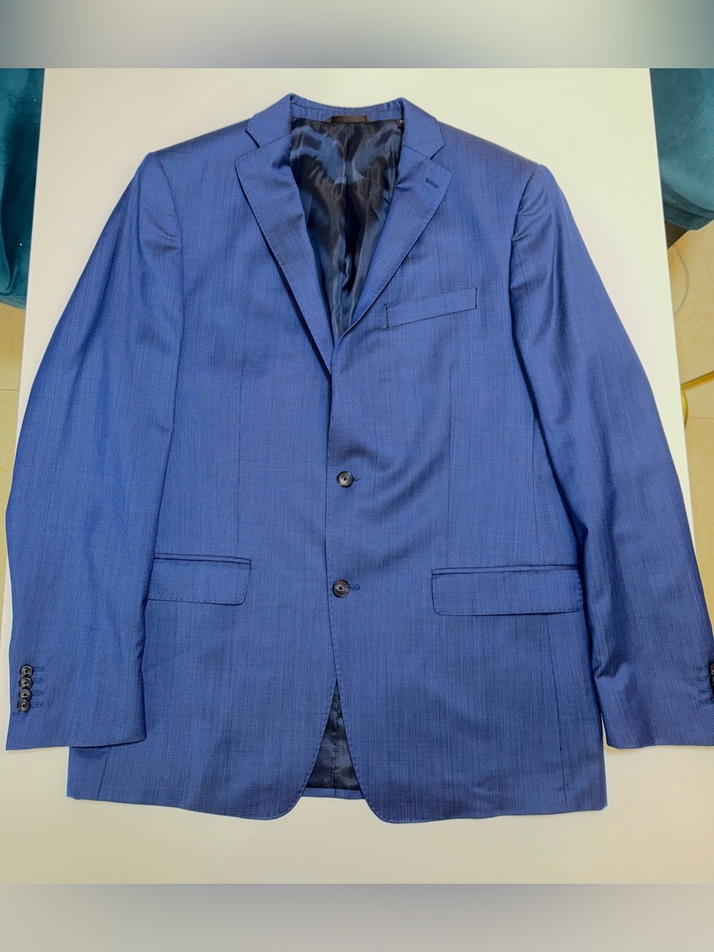 Michael Kors Men’s 44L Blazer REDA Super 130s 100% Wool Blue Sport Coat